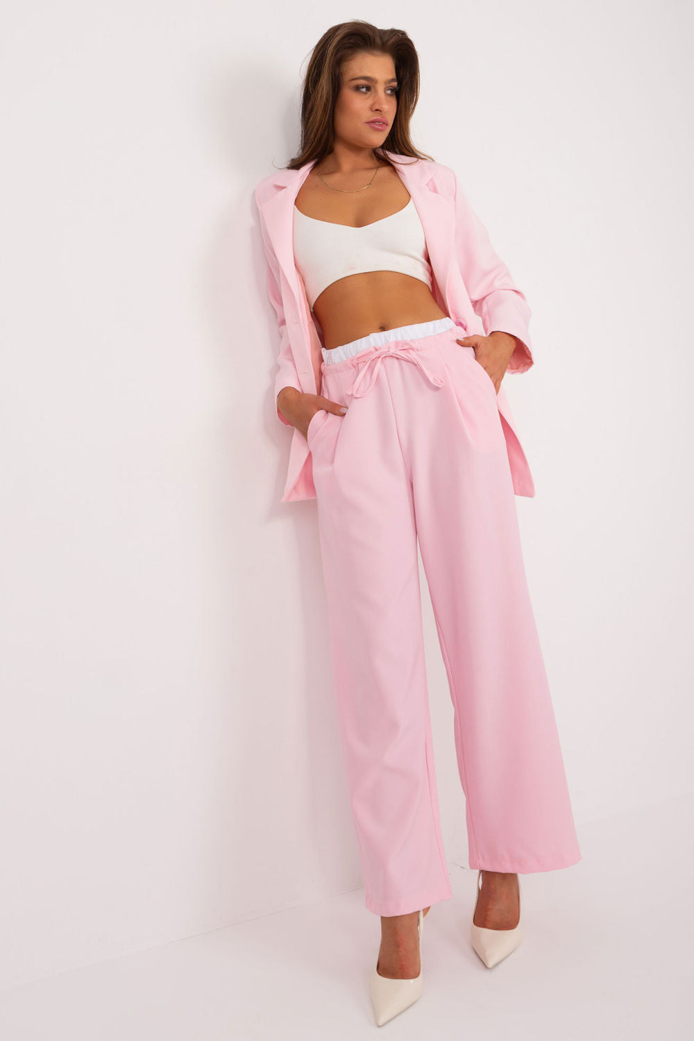 Italy Moda Light Pink High Waisted Trousers