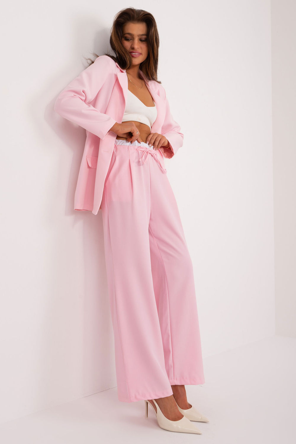 Italy Moda Light Pink High Waisted Trousers - view 2