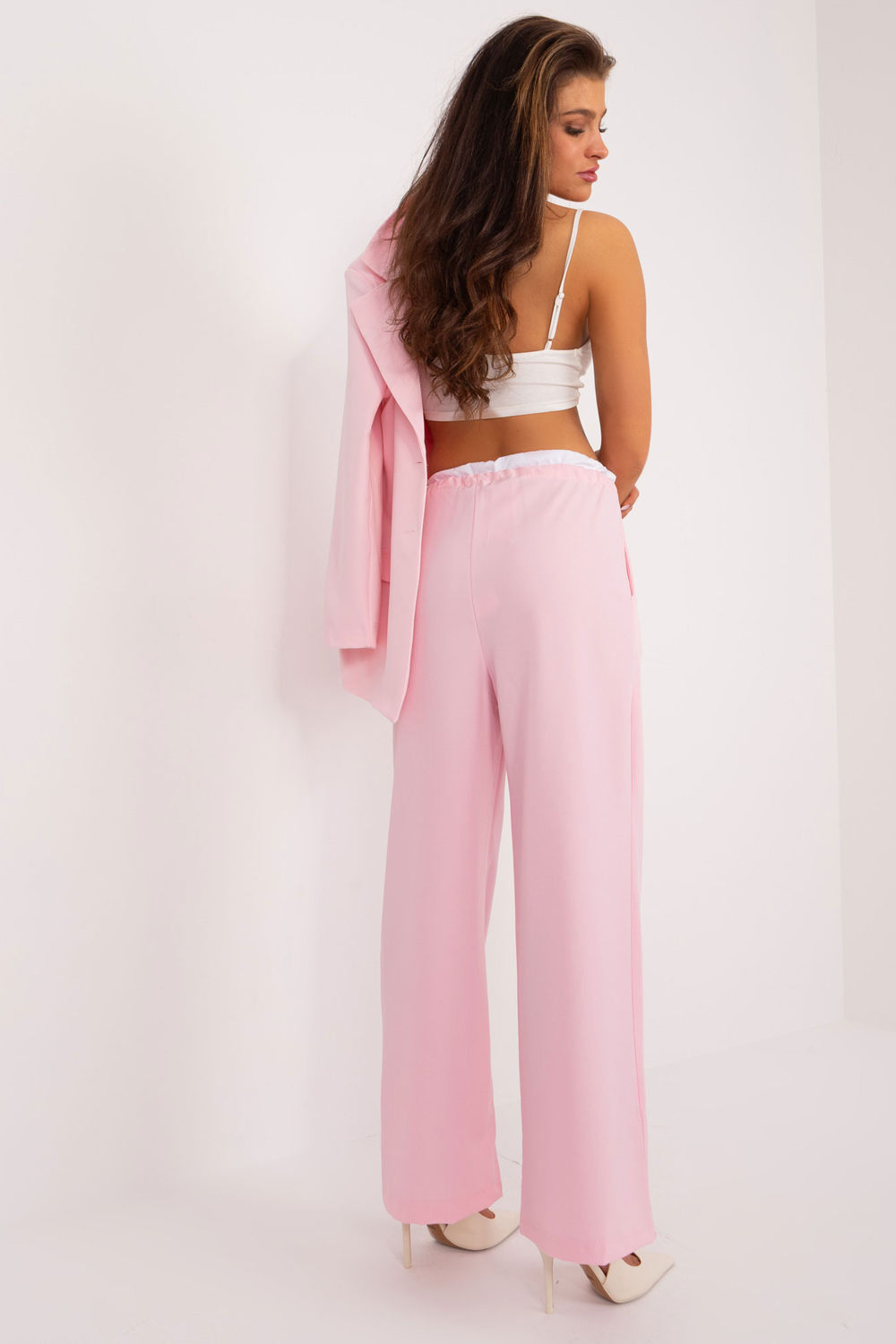 Italy Moda Light Pink High Waisted Trousers - view 3