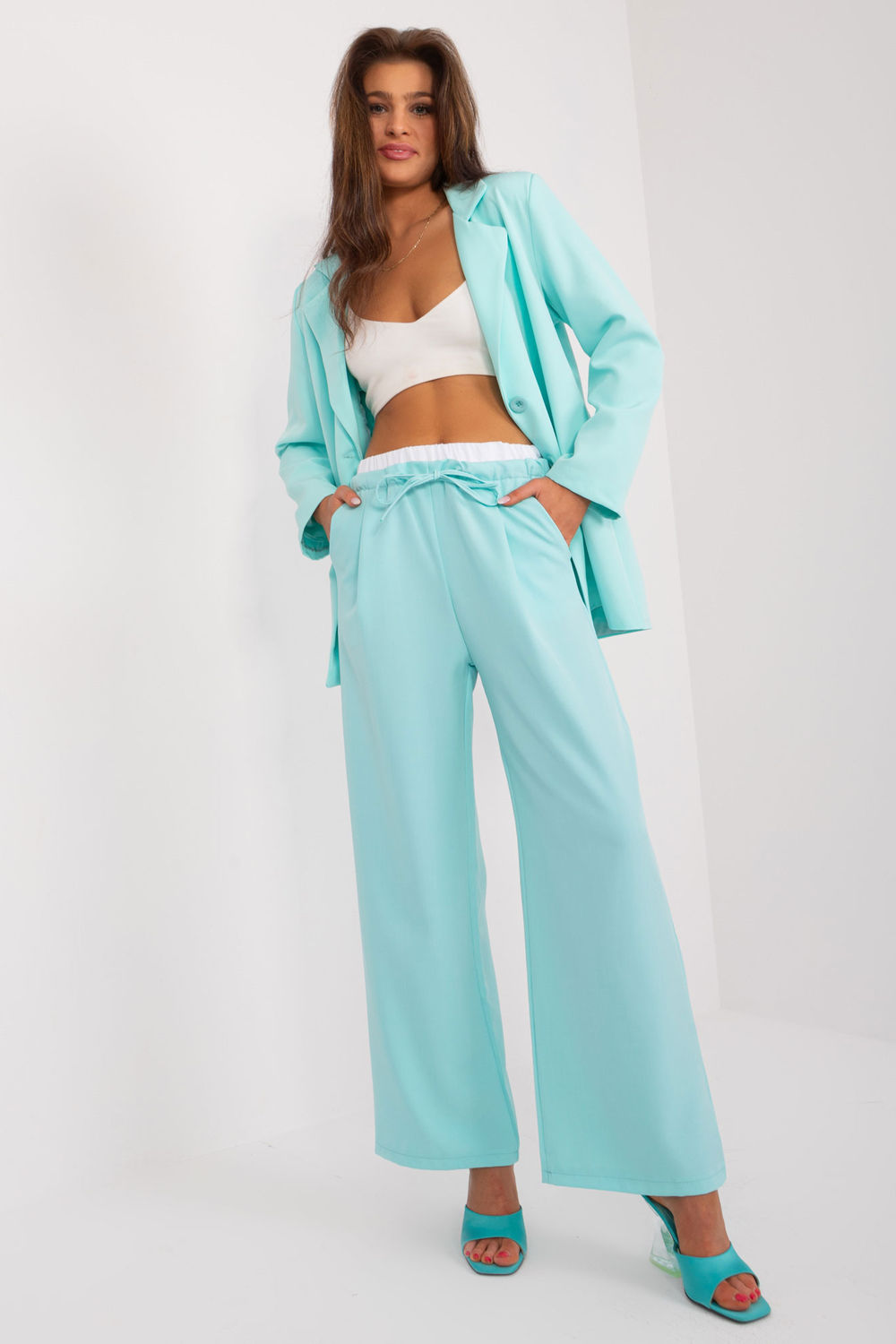 Italy Moda Mint High Waisted Trousers