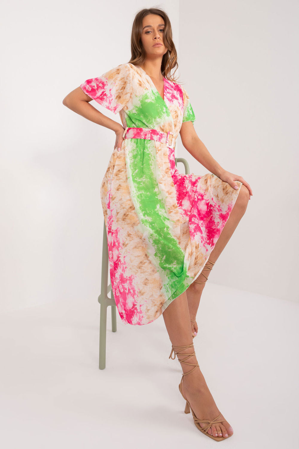 Italy Moda Dark Pink Midi Short Sleeve Dress - view 2