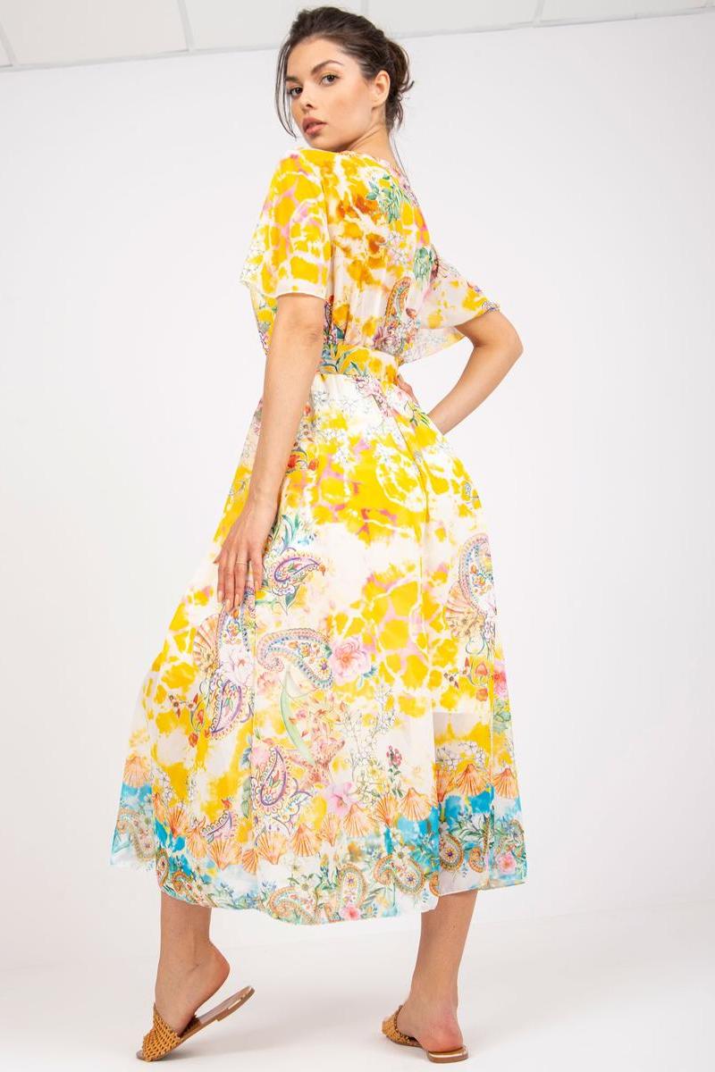 Italy Moda Yellow Midi Wrap Dress - view 3