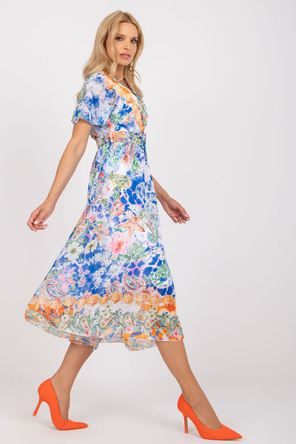 Italy Moda Blue Midi Wrap Dress - view 2