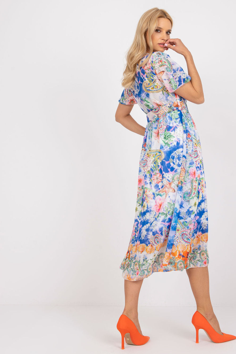 Italy Moda Blue Midi Wrap Dress - view 3