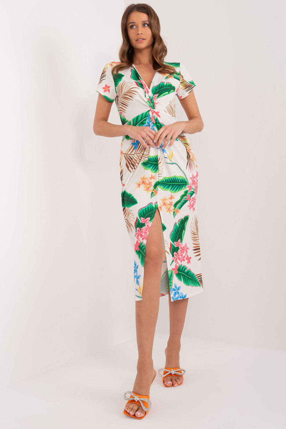 Italy Moda Ecru Midi Bodycon Dress