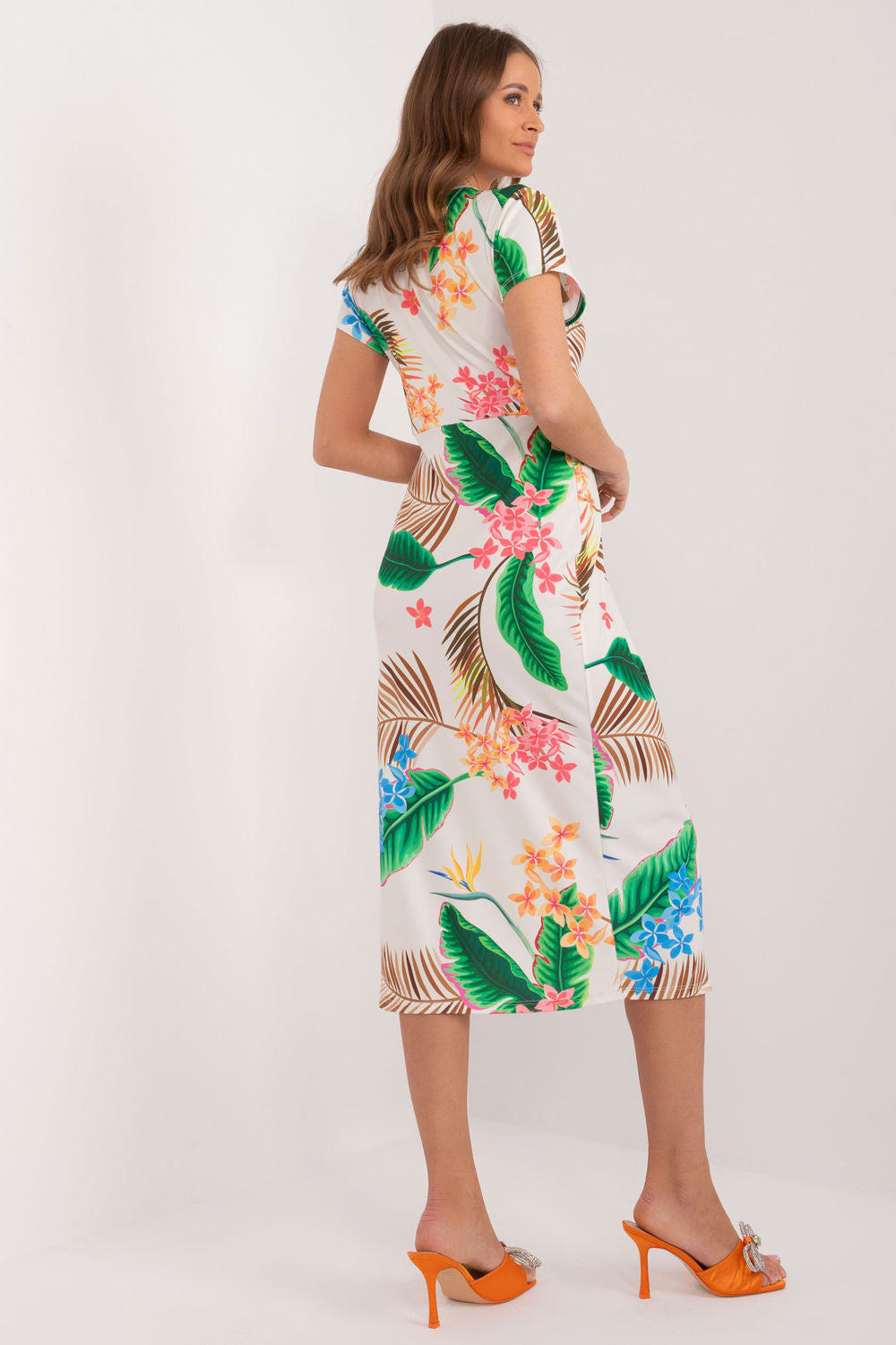 Italy Moda Ecru Midi Bodycon Dress - view 3