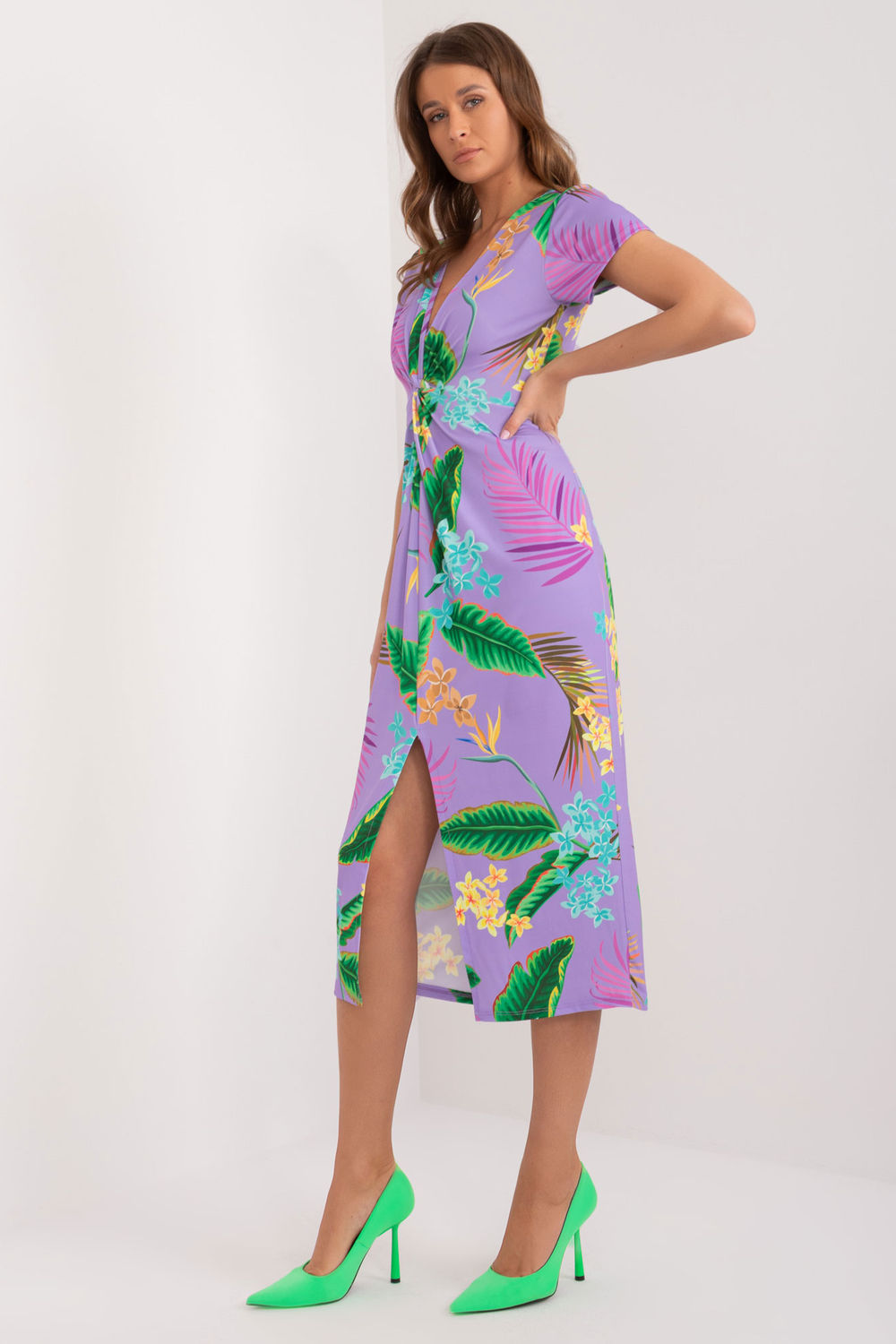 Italy Moda Violet Midi Bodycon Dress - view 2