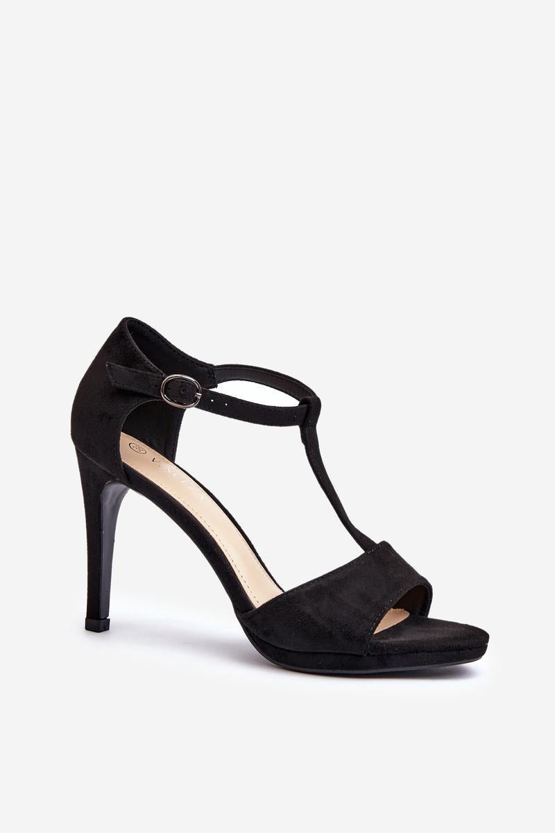 Step In Style Obdaria Black Faux Suede Stiletto Heeled Sandals - view 2