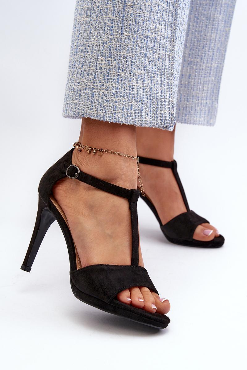 Step In Style Obdaria Black Faux Suede Stiletto Heeled Sandals - view 3