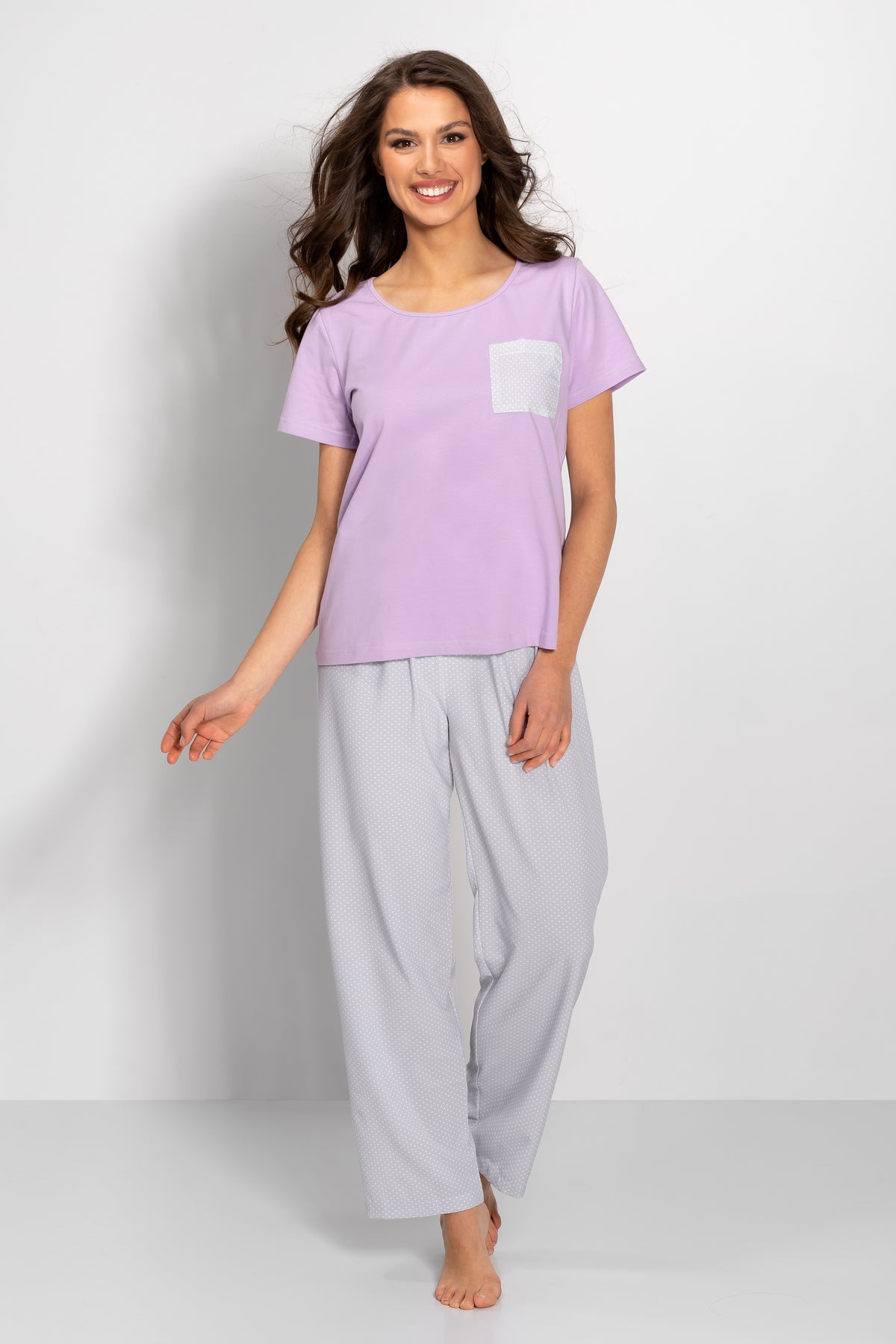 Momenti Per Me Caroline Grey Cotton Short Sleeve Pyjamas