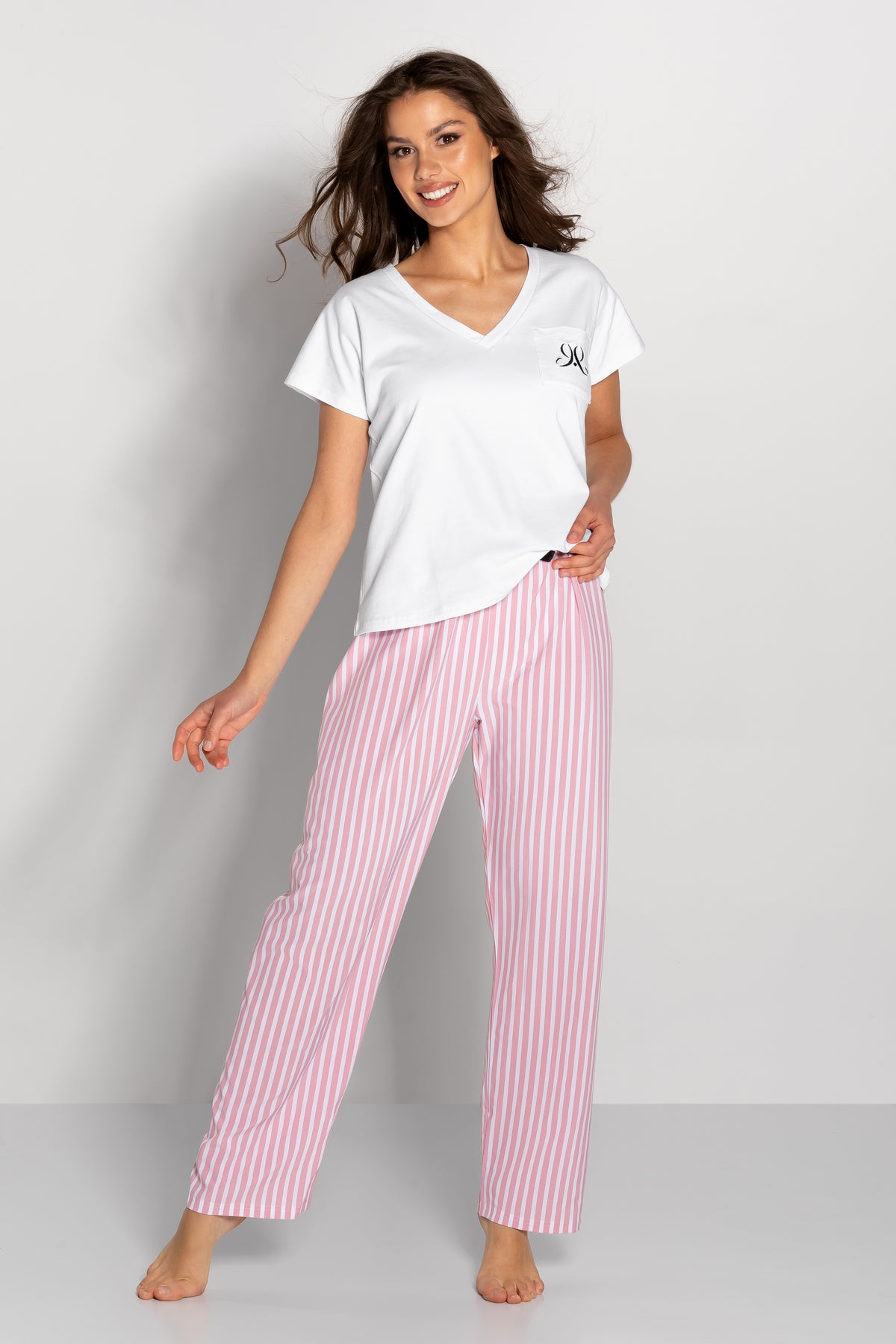 Momenti Per Me Jennifer Pink Striped Pyjamas