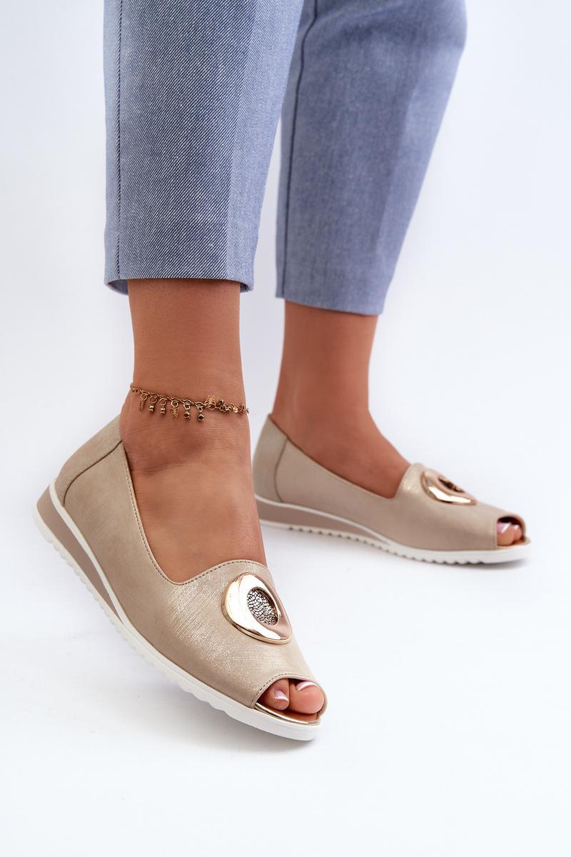 Step In Style Biolita Gold Faux Leather Court Shoes