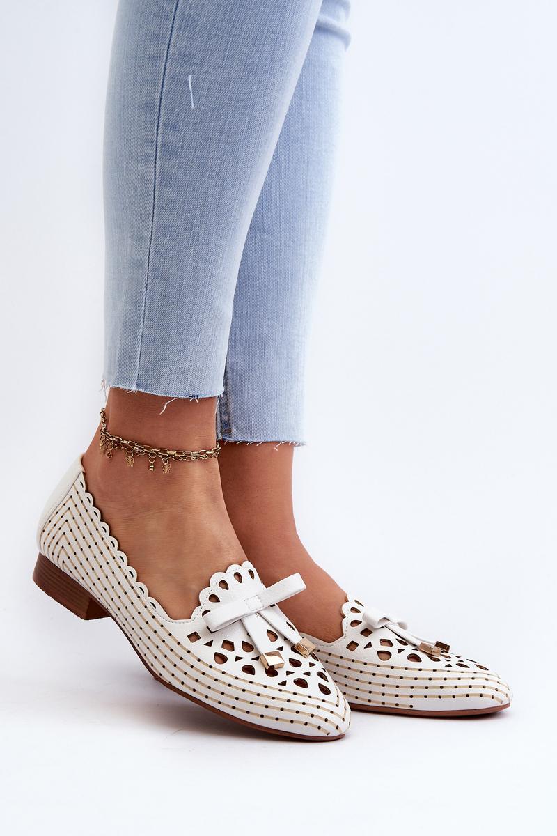 Step In Style Nestavia White Faux Leather Flat Ballet Flats