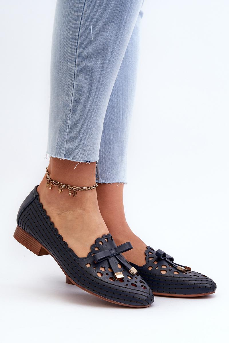 Step In Style Nestavia Navy Faux Leather Flat Ballet Flats
