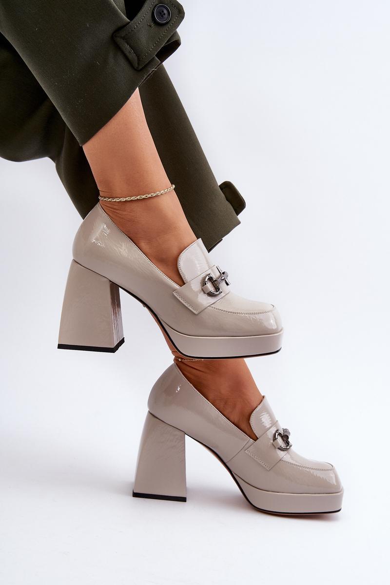 Step In Style Grey Faux Leather Heeled Shoes - view 3