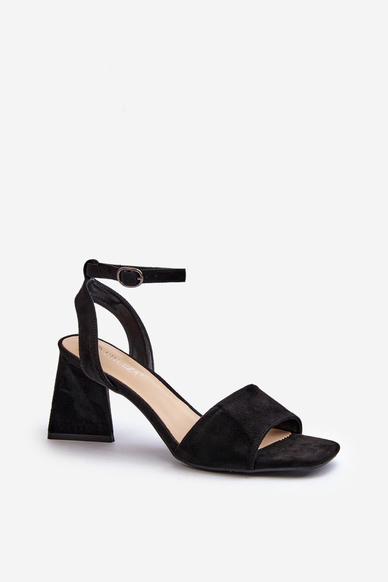 Step In Style Upttima Black Faux Suede Heeled Sandals - view 2