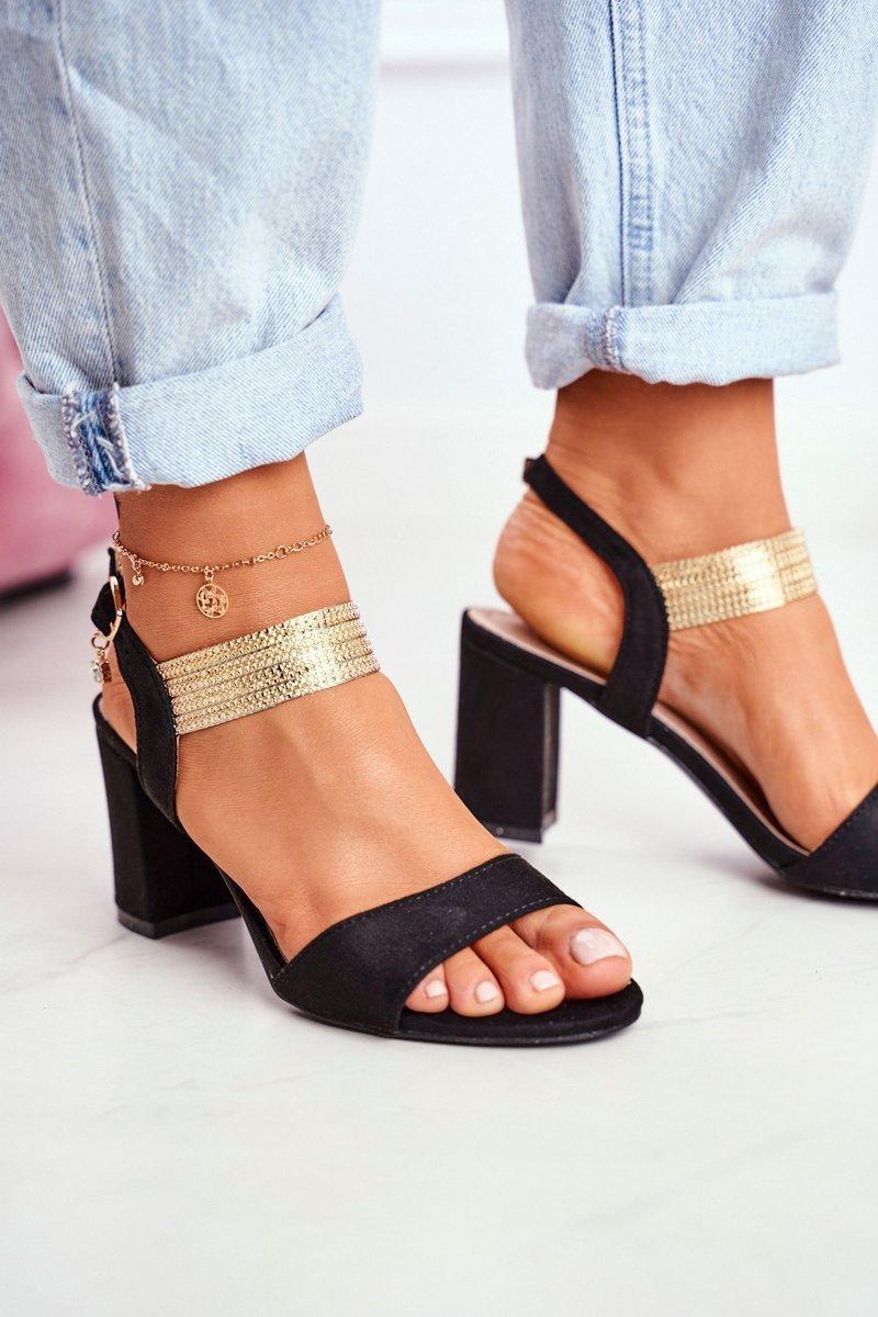 Step In Style Enjoy Black Heeled Sandals - view 2