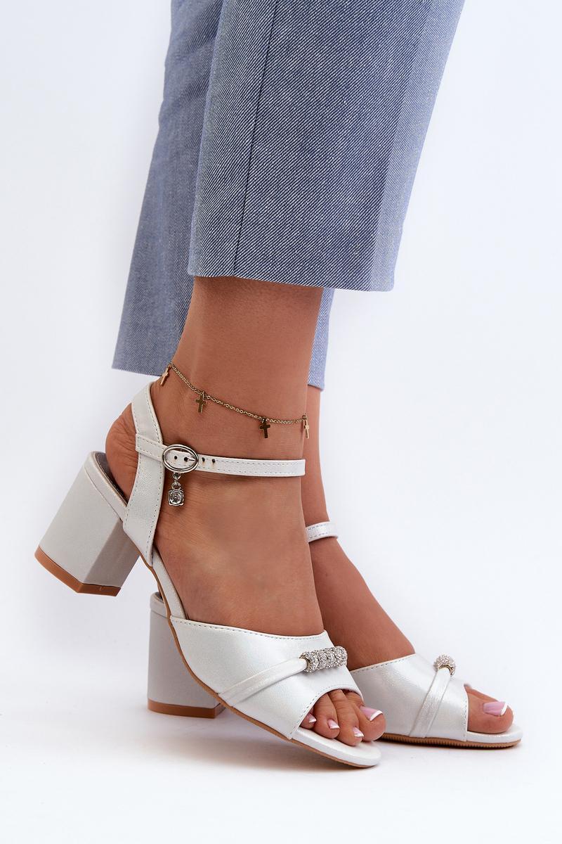 Step In Style Narhi Silver Faux Suede Heeled Sandals
