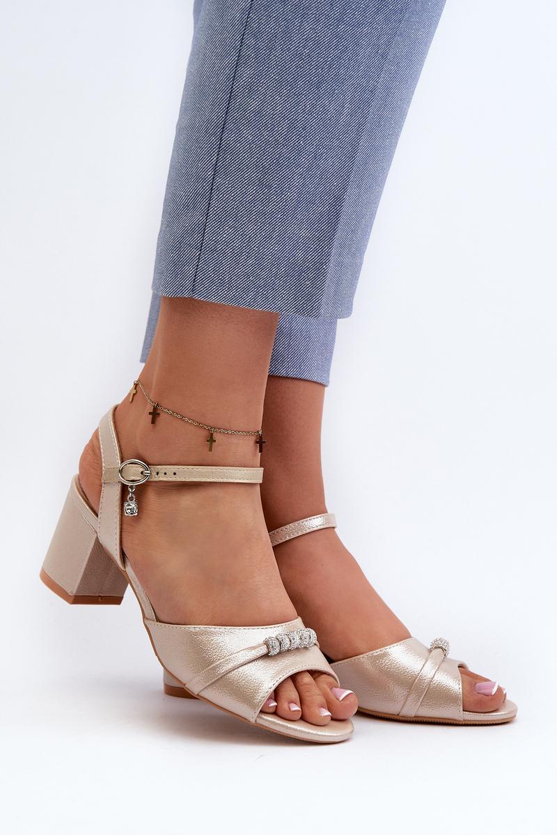 Step In Style Narhi Gold Faux Suede Heeled Sandals