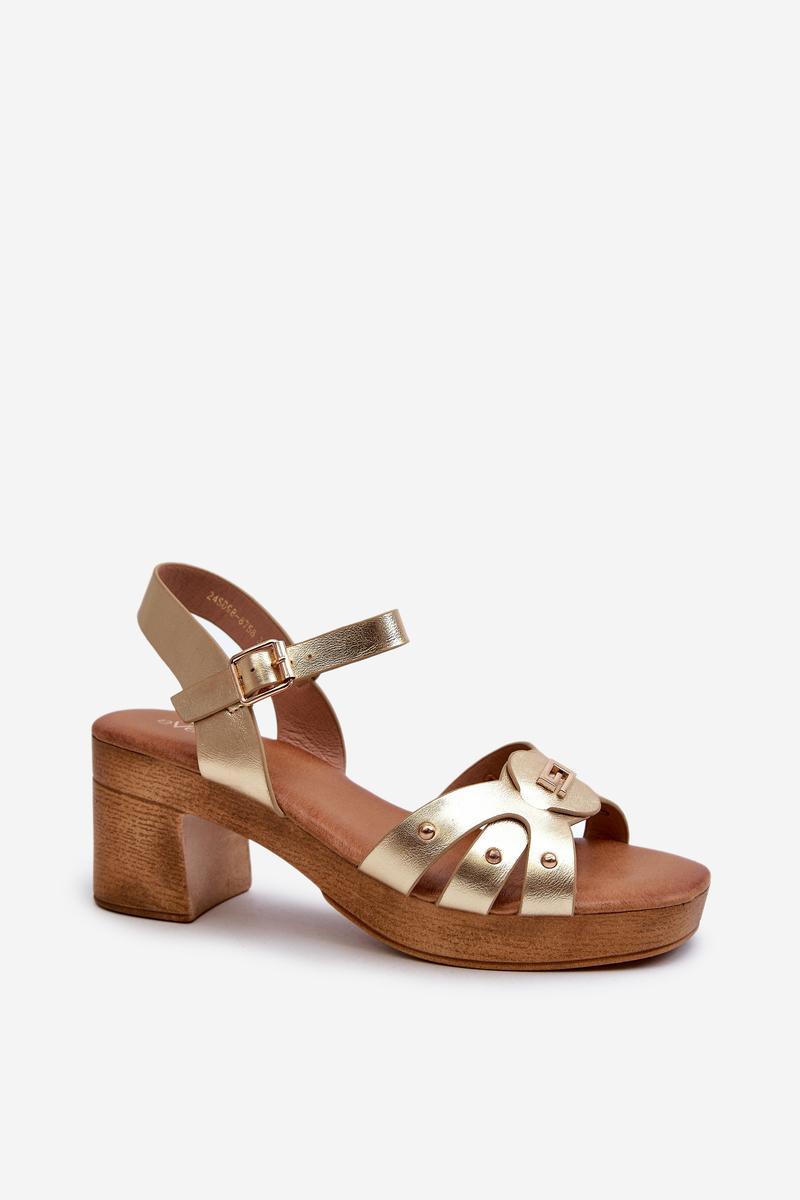 Step In Style Assames Gold Faux Leather Heeled Sandals - view 2