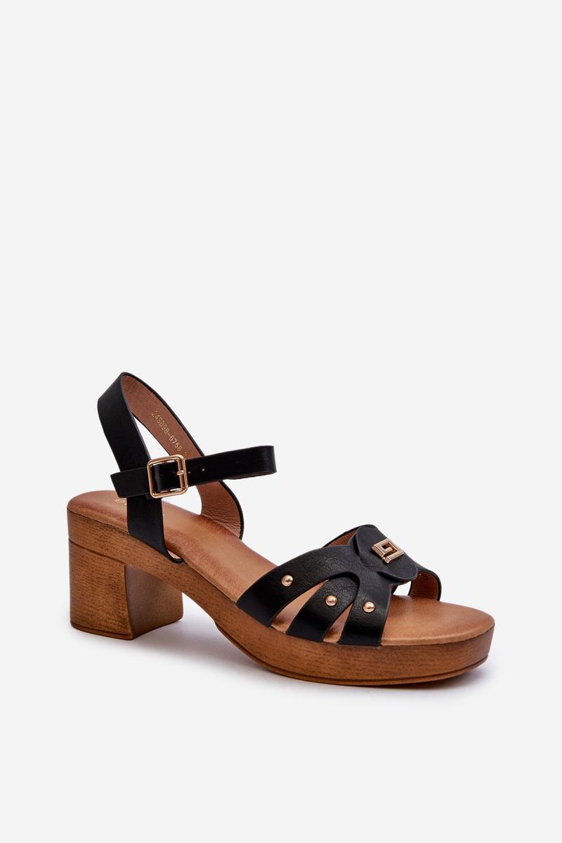 Step In Style Assames Black Faux Leather Heeled Sandals - view 2