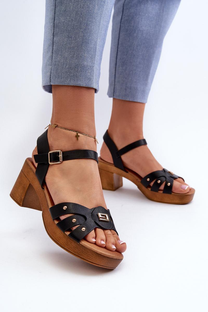 Step In Style Assames Black Faux Leather Heeled Sandals - view 3