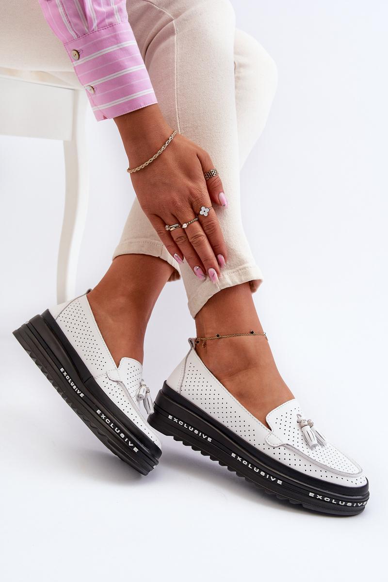 Step In Style Assetnima White Platform Moccasins