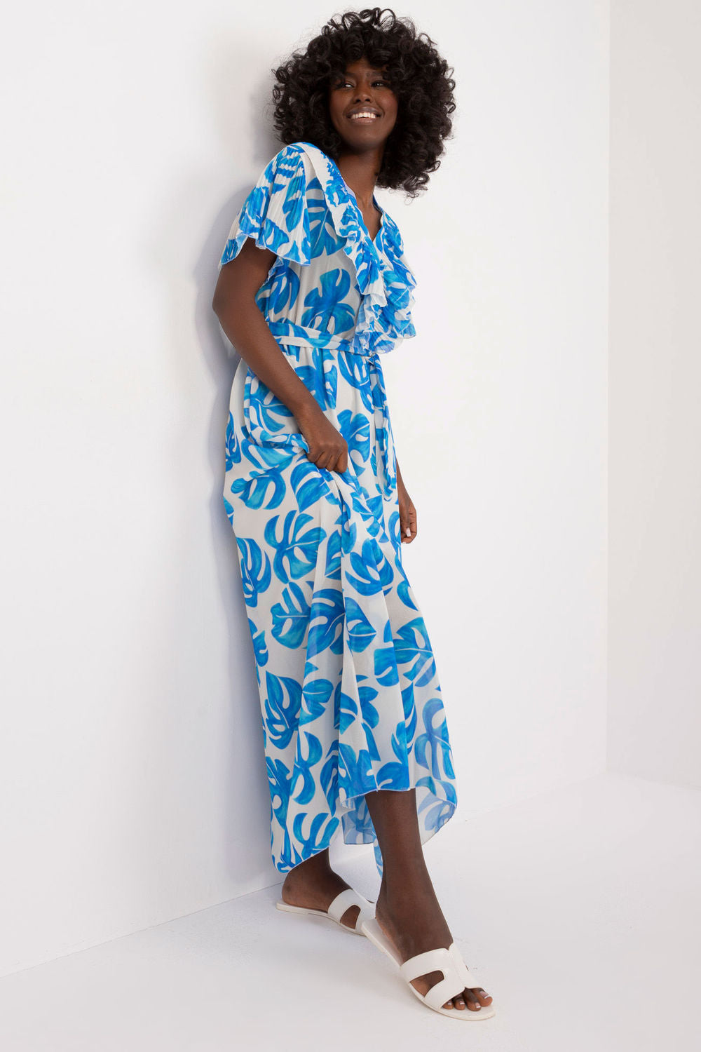 Italy Moda Blue Maxi Flared Dress - view 2