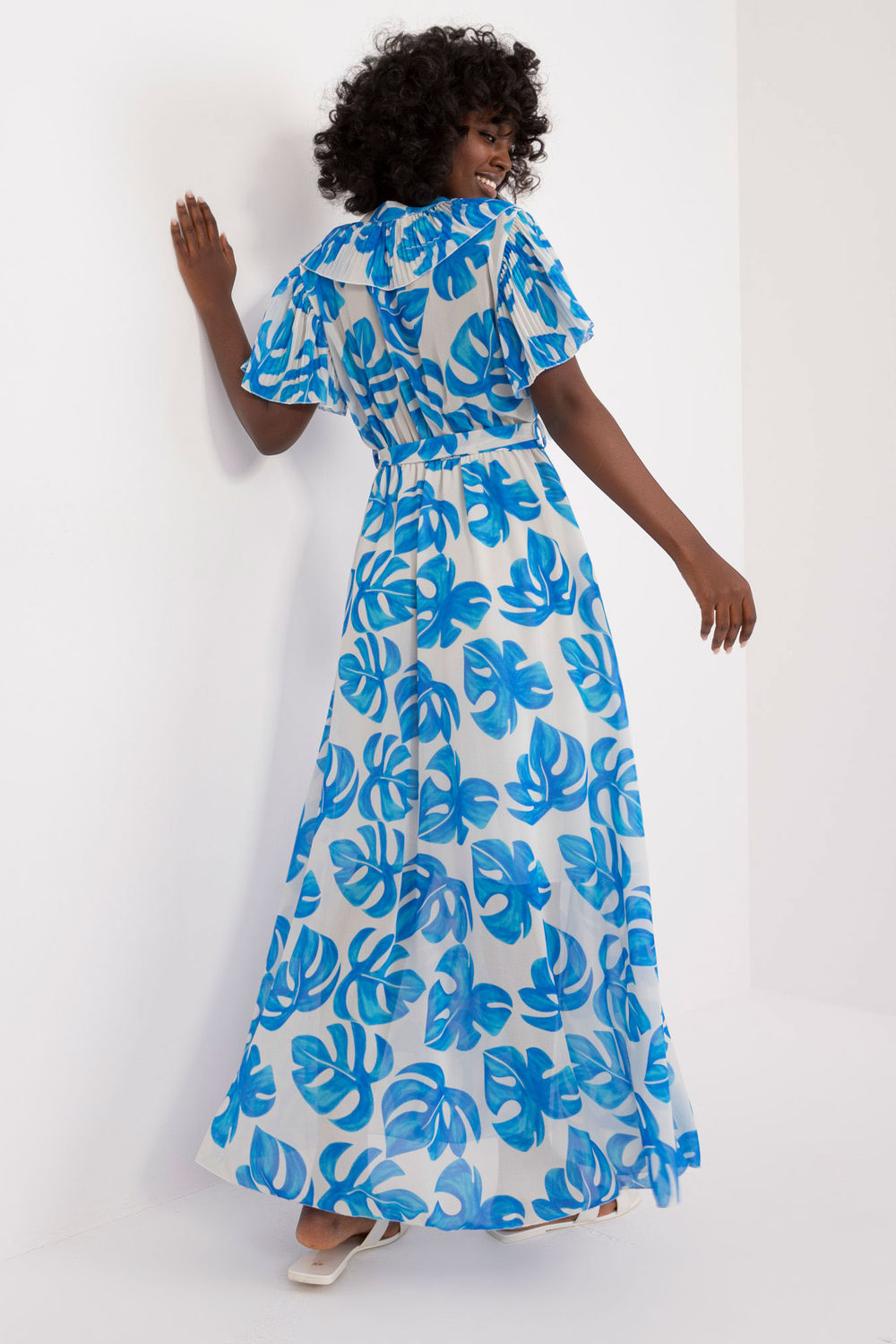 Italy Moda Blue Maxi Flared Dress - view 3