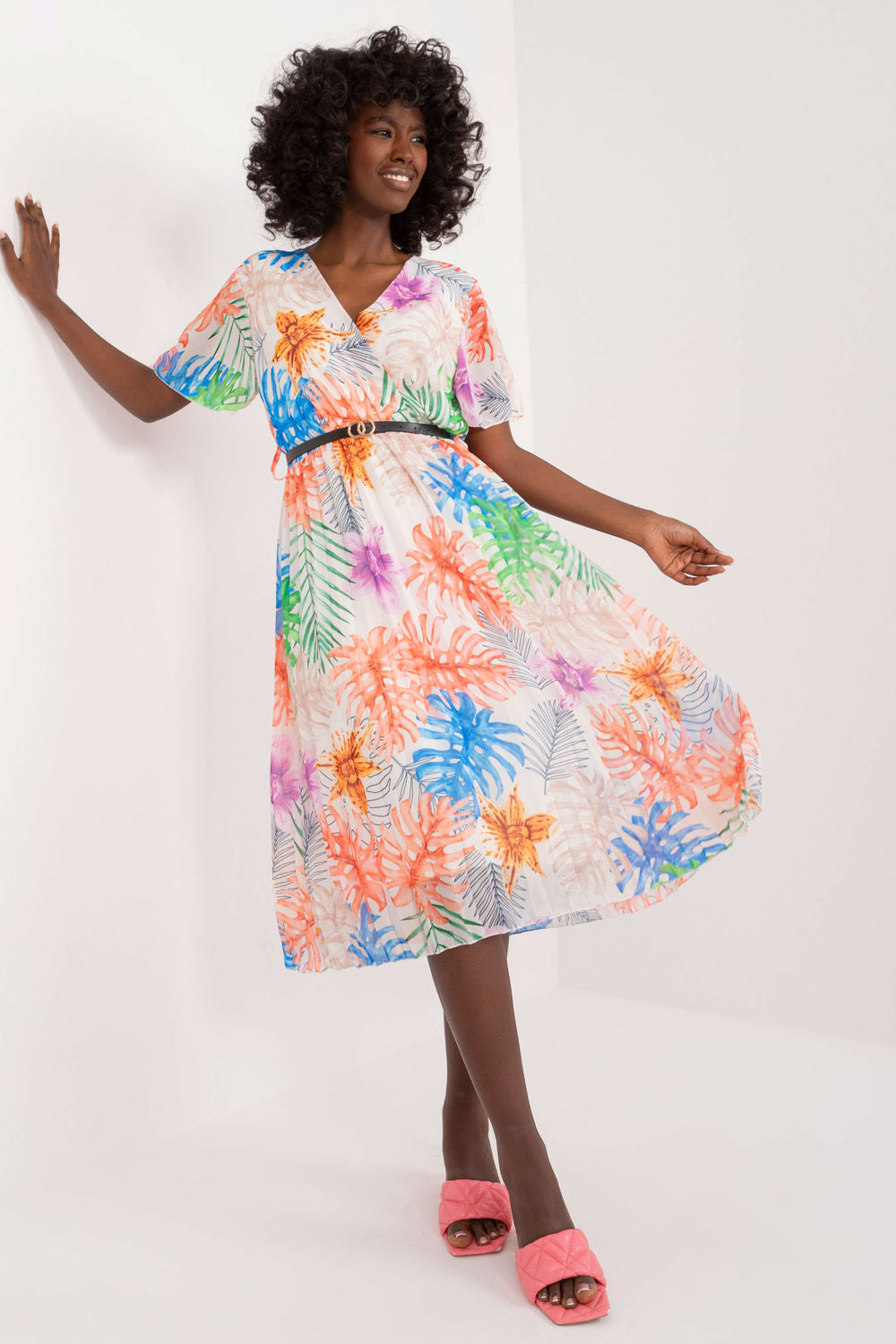 Italy Moda Light Beige Midi Wrap Dress