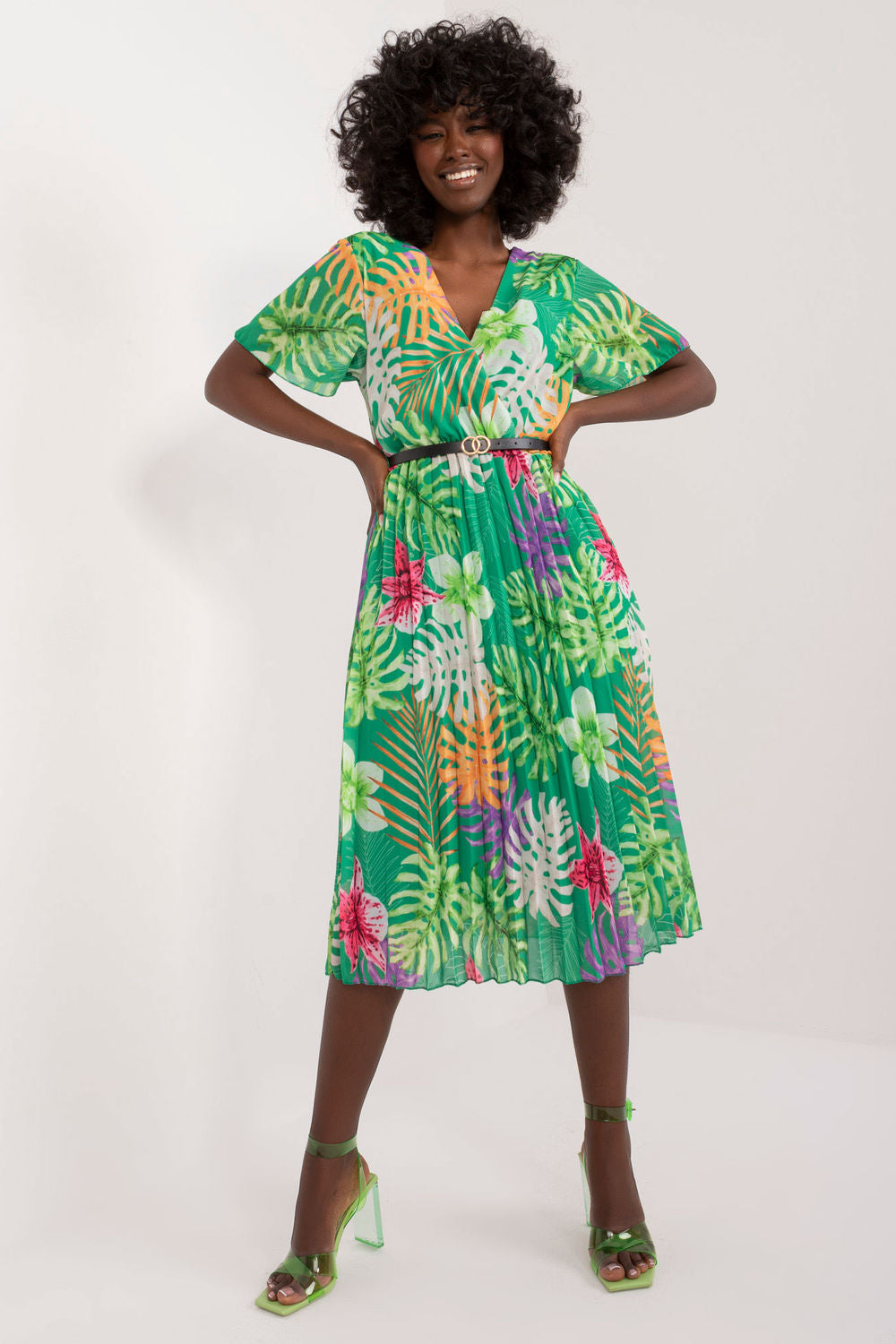 Italy Moda Green Midi Wrap Dress