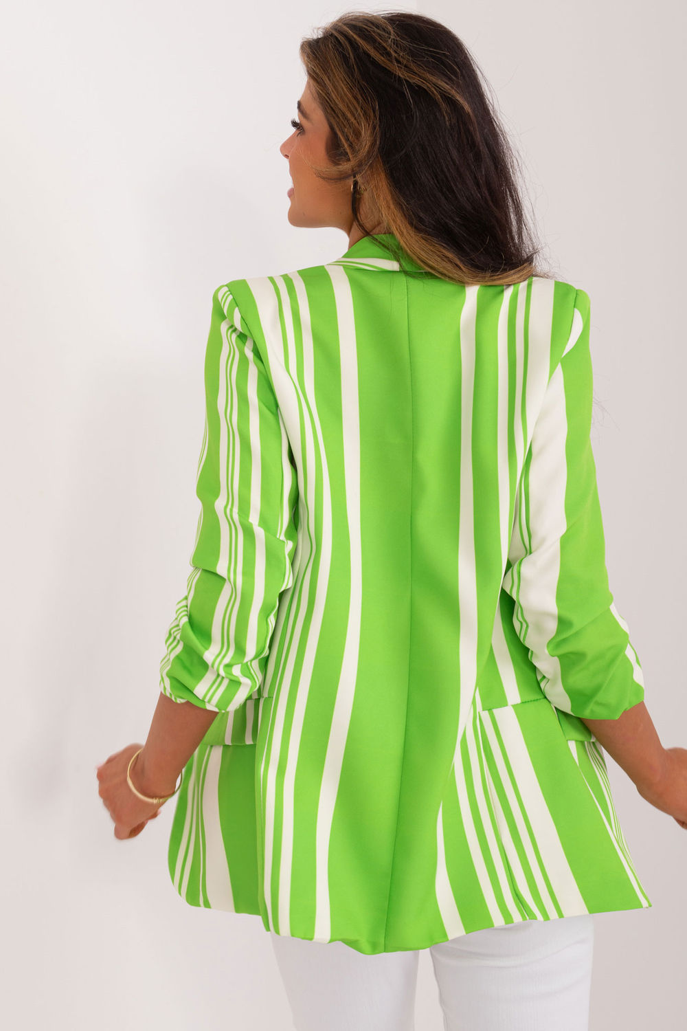 Italy Moda Light Green Striped Jacket - view 3