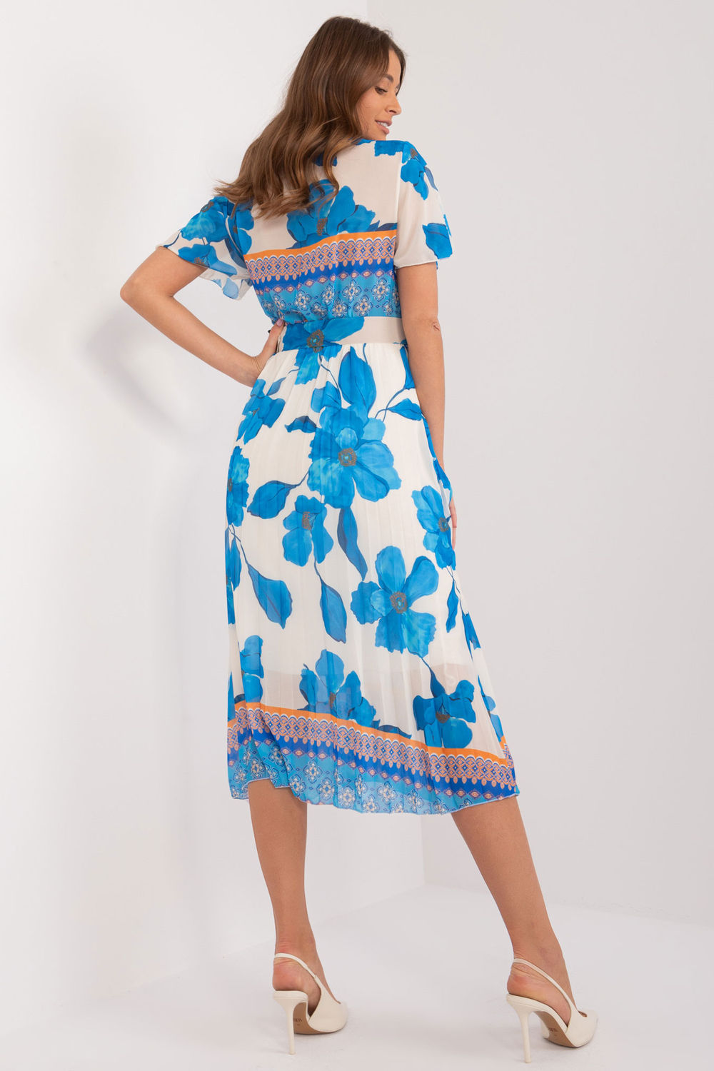 Italy Moda Blue Polyester Wrap Short Sleeve Dress - view 3