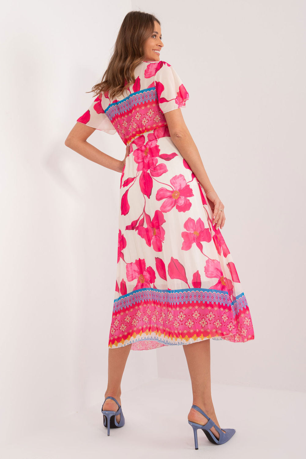 Italy Moda Dark Pink Wrap Short Sleeve Dress - view 3