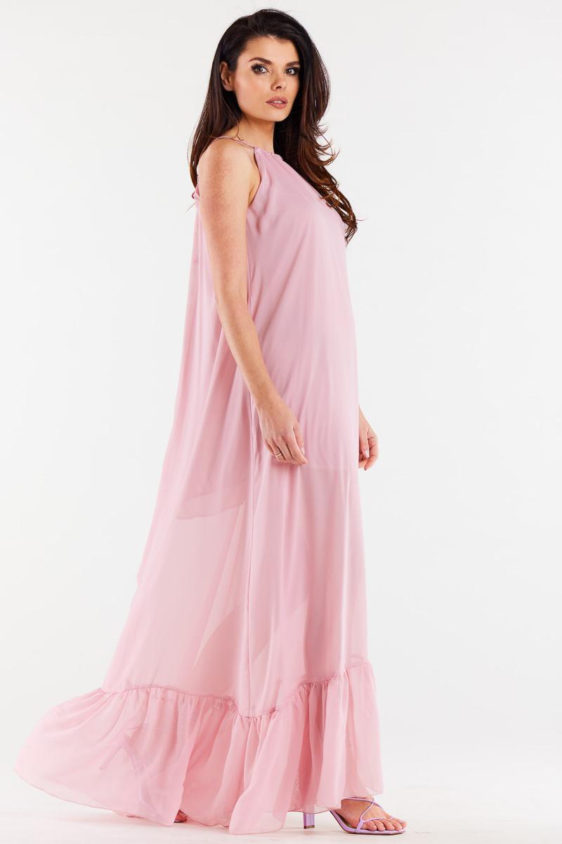 Awama Powder Pink Chiffon Sleeveless Dress - view 2