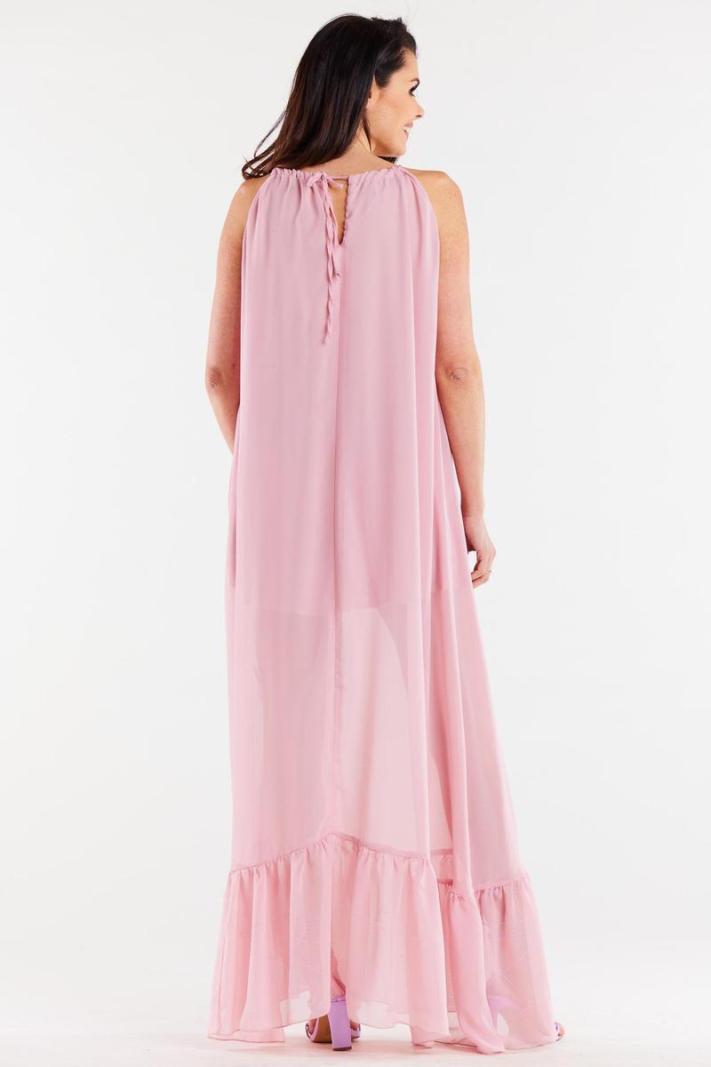 Awama Powder Pink Chiffon Sleeveless Dress - view 3