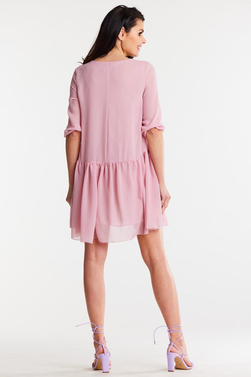 Awama Powder Pink Chiffon Dress - view 3