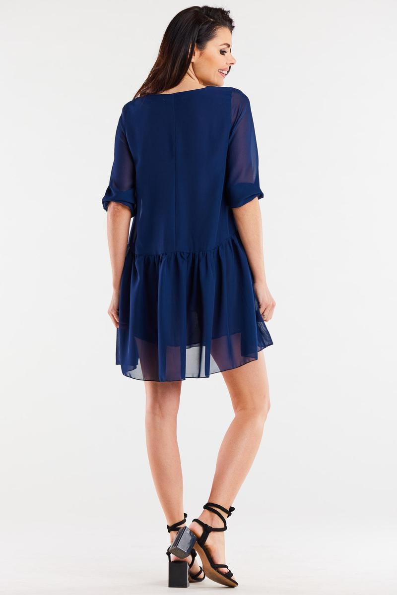 Awama Navy Chiffon Dress - view 3