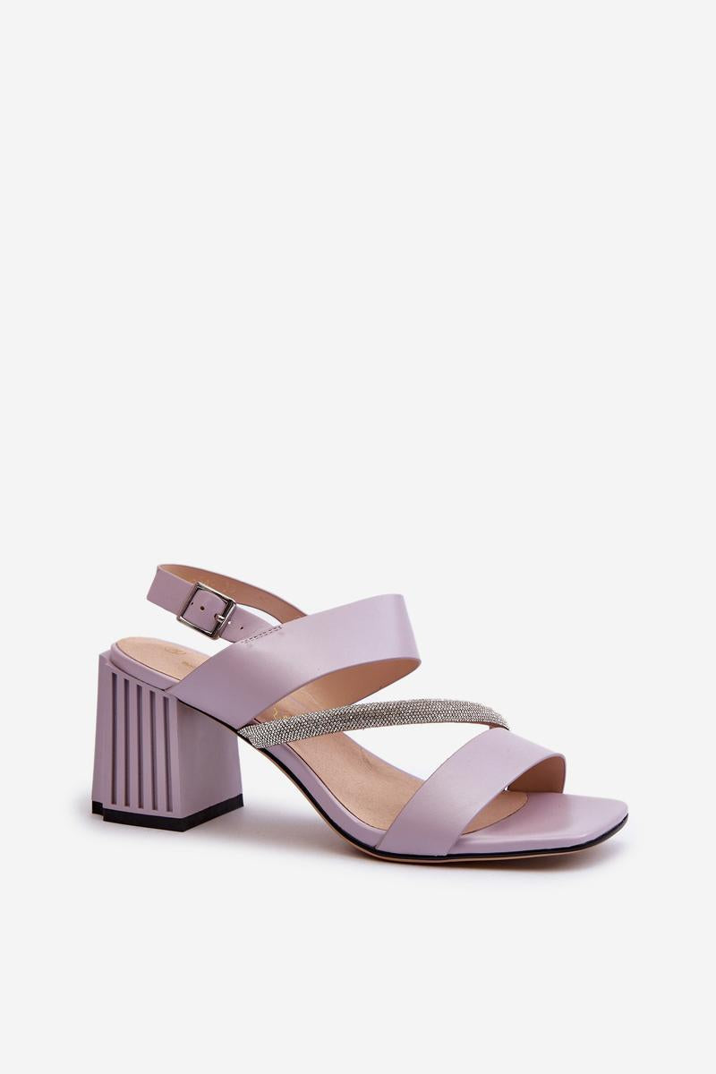 Step In Style Violet Faux Leather Heeled Sandals - view 2