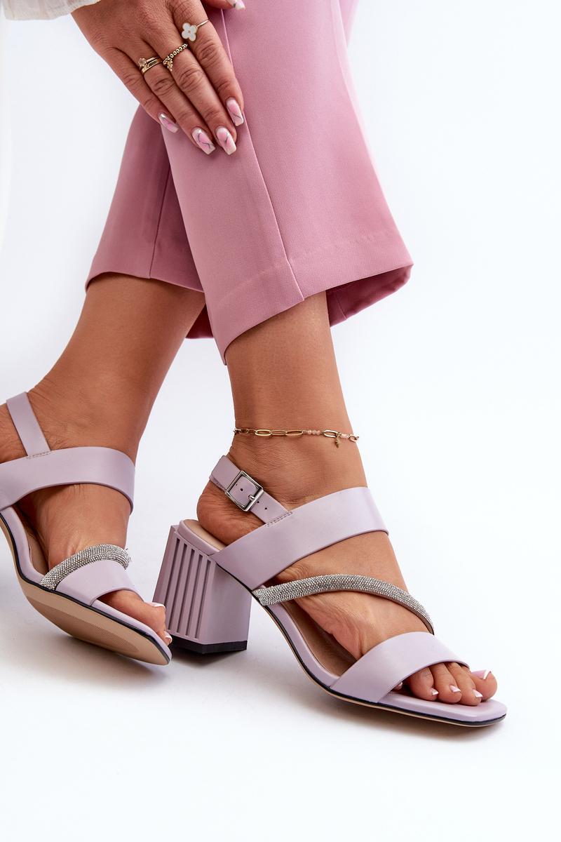 Step In Style Violet Faux Leather Heeled Sandals - view 3