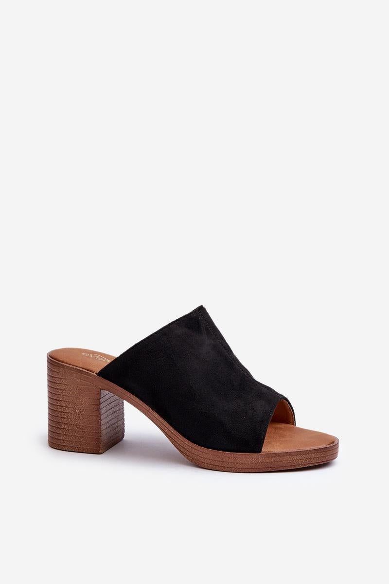 Step In Style Varnila Black Faux Suede Heeled Sandals - view 2