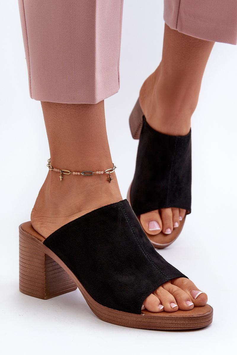 Step In Style Varnila Black Faux Suede Heeled Sandals - view 3