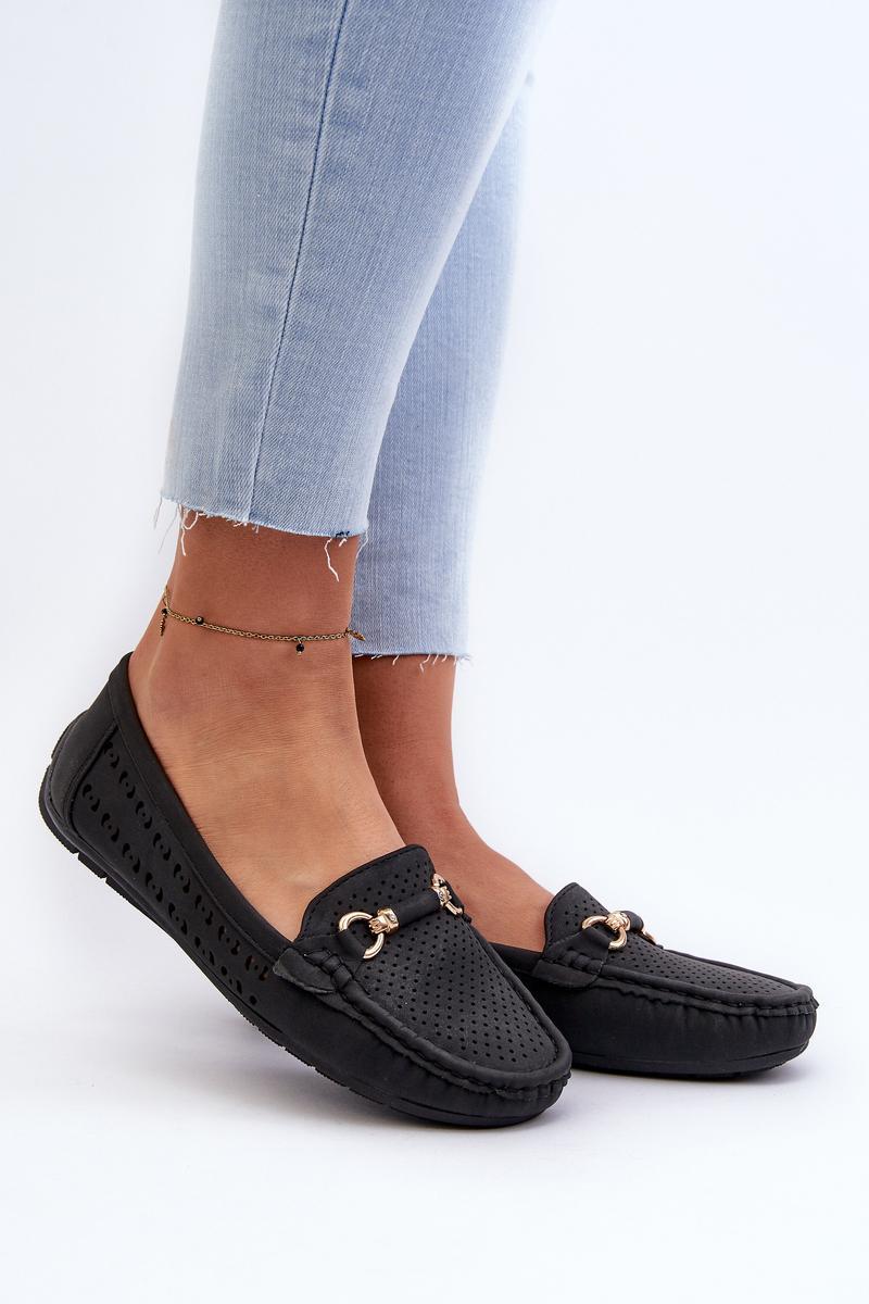 Step In Style Kaydance Black Faux Leather Moccasins