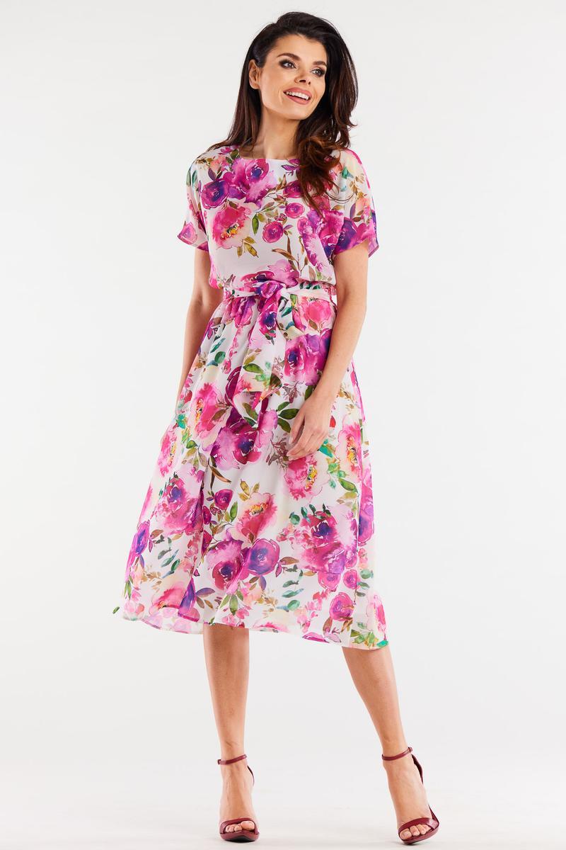 Awama White Chiffon Flared Dress - view 2