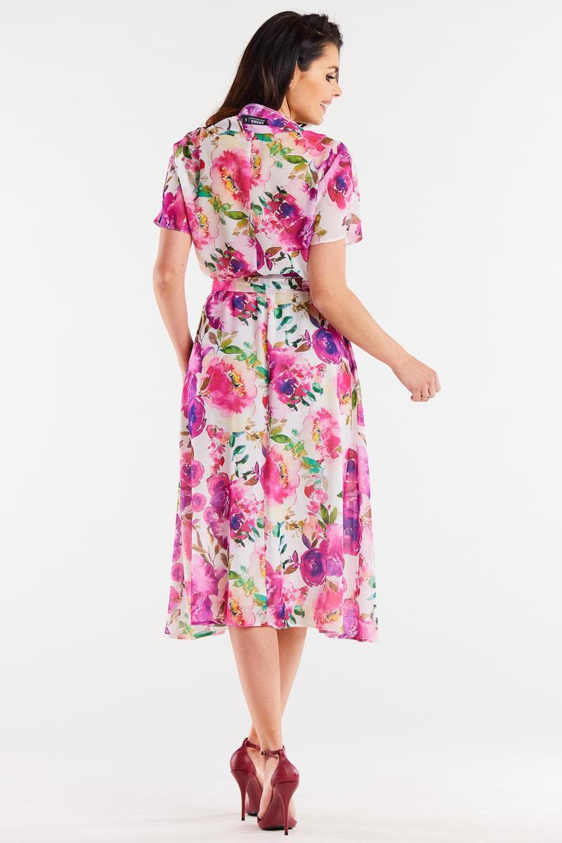 Awama White Chiffon Flared Dress - view 3