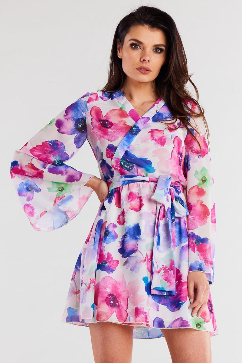 Awama Multicolour Chiffon Pleated Dress