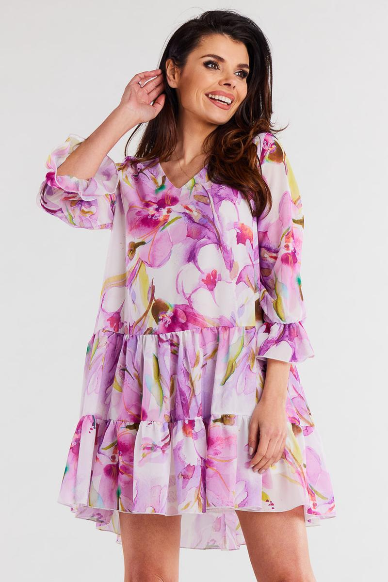 Awama Violet Chiffon Dress