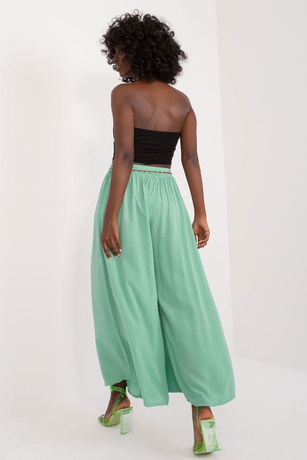 Och Bella Pistachio Wide Leg High Waisted Trousers - view 3