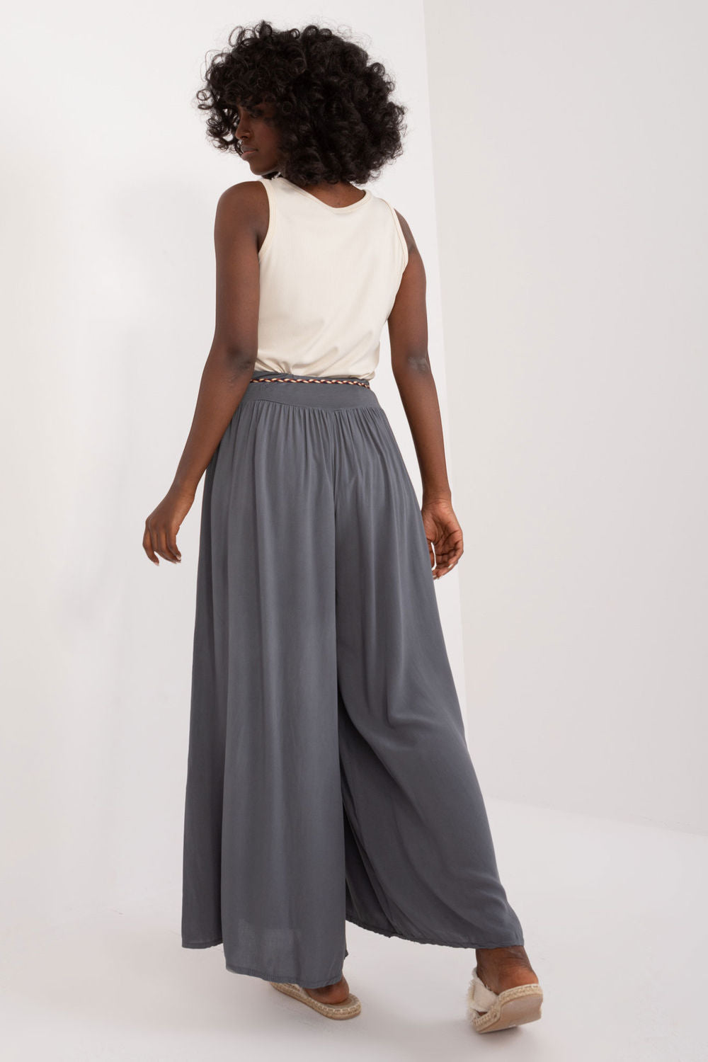 Och Bella Dark Grey Wide Leg High Waisted Trousers - view 3