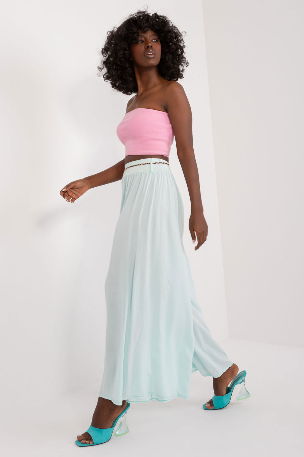 Och Bella Mint Wide Leg High Waisted Trousers - view 2